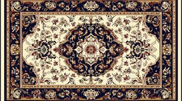 Intricate Oriental Rug Design In Navy And Cream photo
