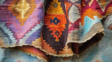 Colorful Woven Textile with Geometric Patterns photo