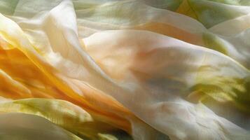 Draped Sheer Fabric in Yellow and Green Hues photo