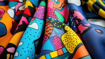 Colorful Abstract Fabric Draped in Artistic Folds photo