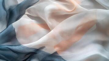 Soft Draped Fabric in Peach Gray and White Hues photo