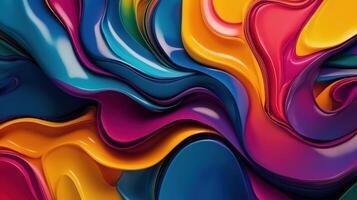 Abstract Colorful Swirling Paint Waves Design photo