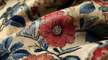 Elegant Floral Fabric Textile Design Detail photo