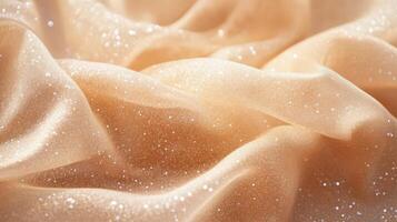 Glittering Beige Fabric Draped Softly Elegant Texture photo