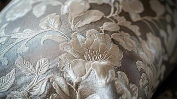 Embroidered Floral Pattern on Elegant Fabric photo