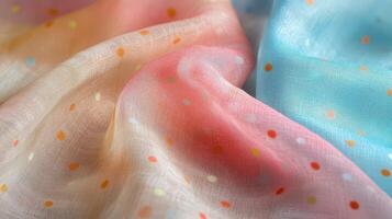 Pastel Polka Dotted Sheer Fabric Draped Softly photo