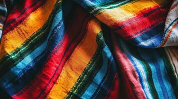 Vibrant Striped Textile Draped in Colorful Layers photo