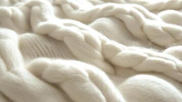 Soft White Cable Knit Sweater Texture photo