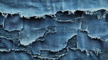 Ripped Denim Fabric Texture Background Layers photo