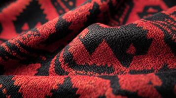 Red and black patterned textile fabric texture photo