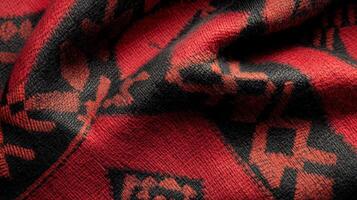 Red and black patterned fabric textile texture photo