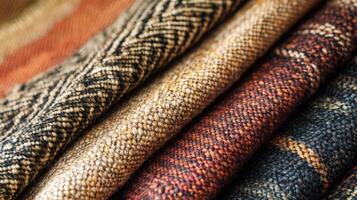 Textured Fabric Samples in Earthy Tones photo