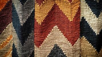 Colorful Zigzag Patterned Textile Fabric Closeup photo