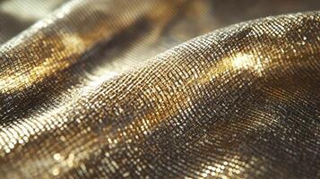 Golden Fabric Texture Shimmers Under Light photo