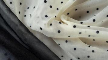Cream and black polka dot sheer fabric texture photo