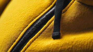 Yellow Fabric Zipper Detail Close Up View photo