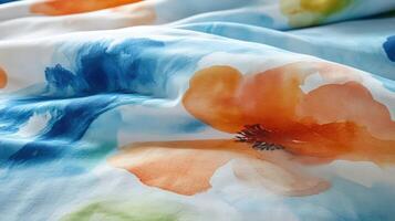 Abstract Watercolor Floral Fabric Design photo