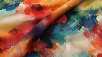 Abstract Watercolor Print Fabric Draped Softly photo