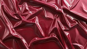 Deep Red Shiny Fabric Draped Smoothly photo