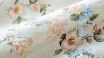 Delicate floral pattern on textured fabric photo