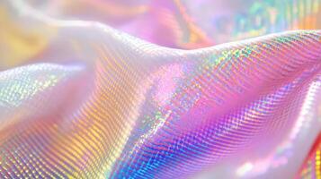 Iridescent fabric texture shimmering pastel colors photo