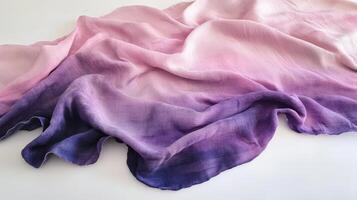 Draped ombre silk scarf in shades of pink and purple photo