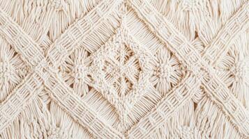 Intricate Beige Macrame Textile Pattern Design photo