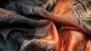 Draped black and orange fabric with gold accents photo