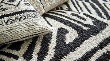 Textured Black and White Woven Throw Pillows photo