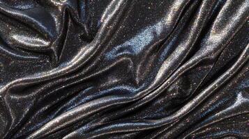 Dark Glittering Fabric Draped in Elegant Waves photo