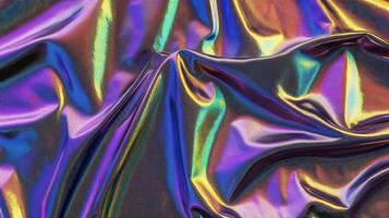 Iridescent Fabric Draped in Soft Folds and Curves photo