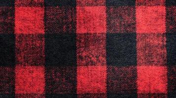 Red and black buffalo plaid woolen fabric texture photo