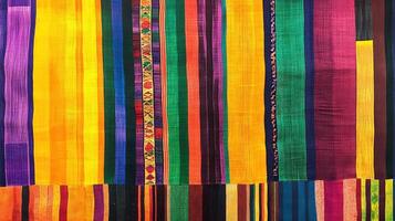 Vibrant Vertical Stripes Of Woven Textile Fabric photo