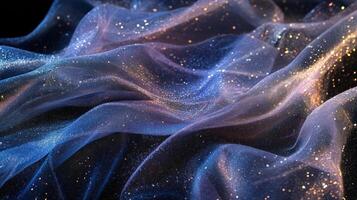 Glittering Blue and Gold Fabric Draped Beautifully photo