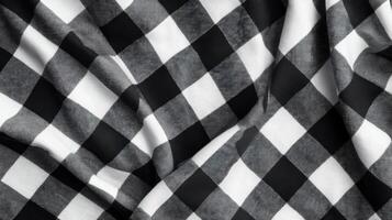 Black and white checkered fabric textile texture photo