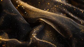 Black fabric with gold glitter shimmering elegantly photo