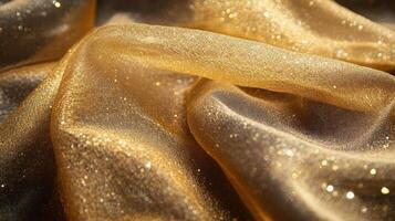 Golden Glittering Fabric Draped Luxuriously photo