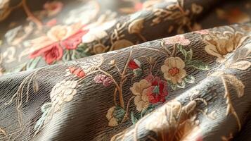 Elegant Floral Fabric Draped in Soft Folds photo