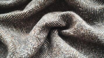 Brown and Beige Herringbone Wool Fabric Texture photo