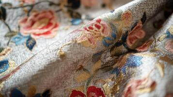Elegant Fabric with Embroidered Floral Design photo