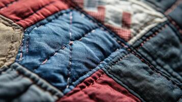 Closeup View Of A Patchwork Quilt Fabric photo