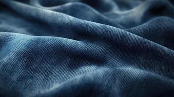 Dark Blue Denim Fabric Draped Softly photo