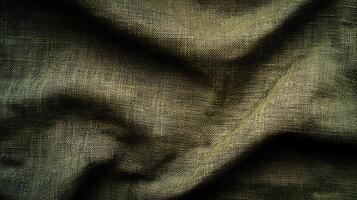 Dark Olive Green Textured Fabric Draped Background photo