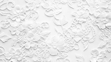 White Floral Lace Fabric Detailed Texture Pattern photo