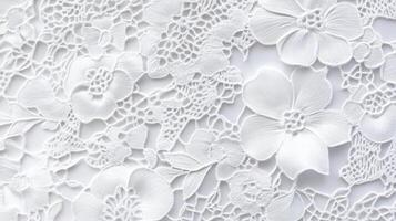 White Floral Lace Fabric Delicate Pattern Design photo