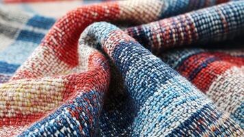 Red Blue And White Woven Textile Fabric photo