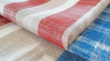 Red white and blue striped fabric textures displayed photo