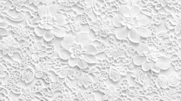 White Lace Fabric With Embroidered Flowers photo