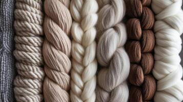 Natural Fiber Yarns in Various Shades and Textures photo