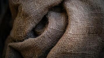 Brown Burlap Fabric Texture Close Up Shot photo